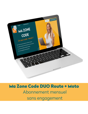 Ma Zone Code DUO ROUTE + MOTO - Abonnement mensuel aux tests en ligne Zone B 52 - 3 